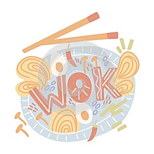 Wok hand-drawn lettering and elements. Vector isolated motivation illustration